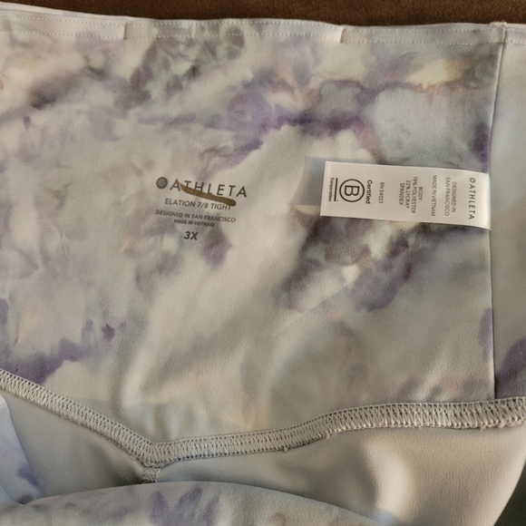 Athleta Elation 7/8 Tights Size 3X Tie Dye Gray Blue White Watercolor Athletic - Picture 5 of 6